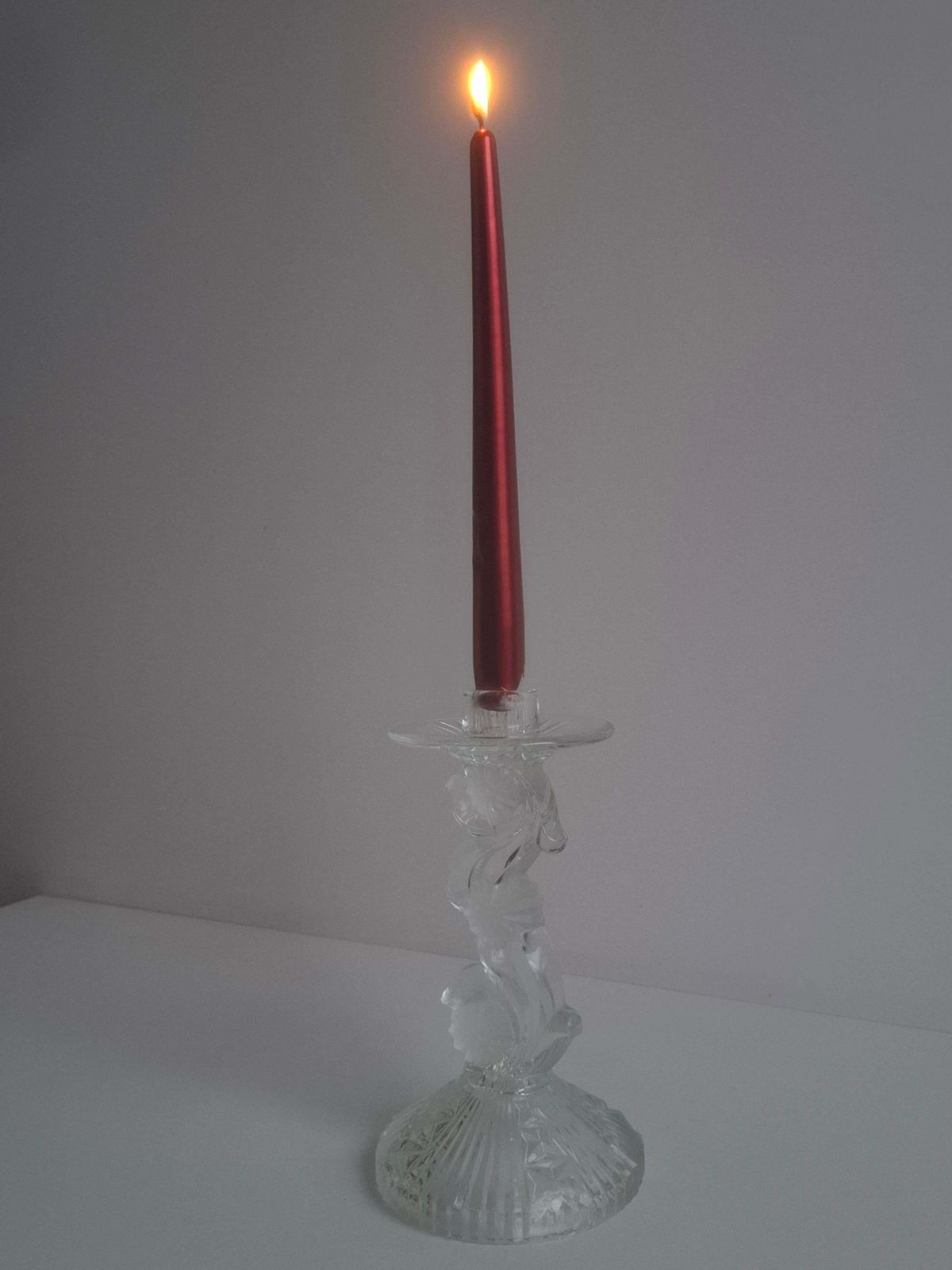 288.0 Midcentury Czechoslovak Cut Glass Sculptural Candle Holder, Clear Fire Polished photo