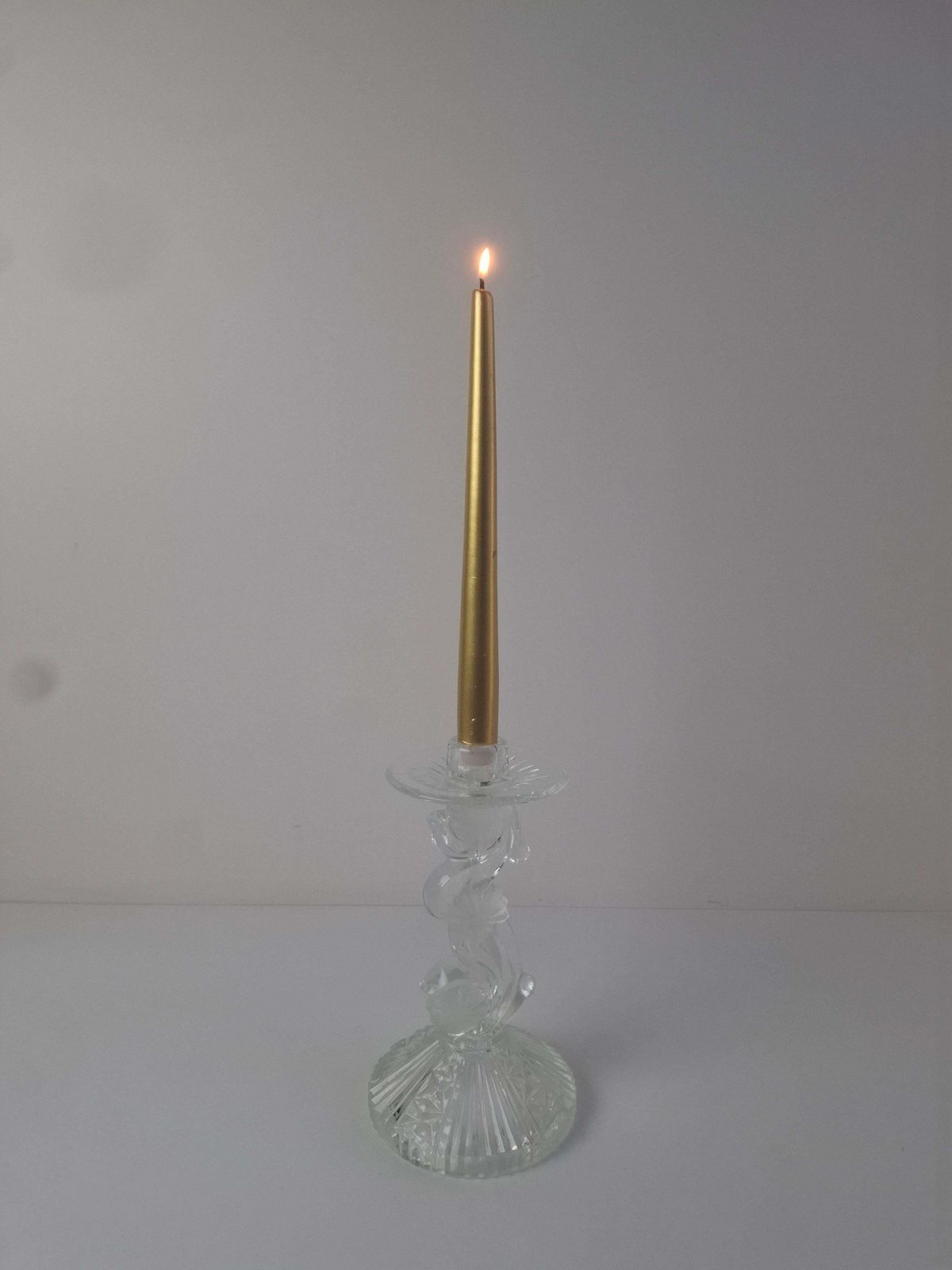 photo buy Midcentury Czechoslovak Cut Glass Sculptural Candle Holder, Clear Fire Polished