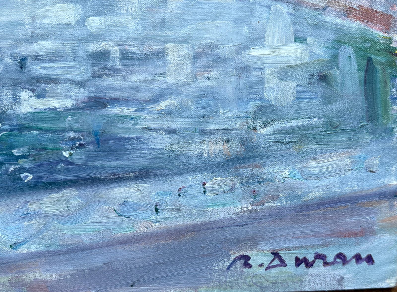 Rafael Duran Benet Cadaques Oil Painting Spanish Seascape Mediterranean Art C.1990 photo furniture
