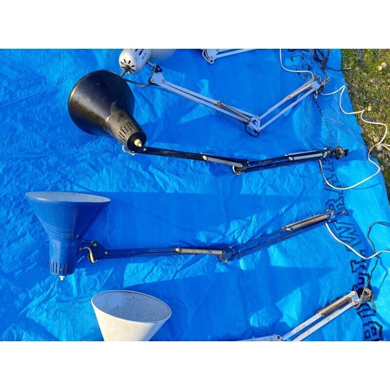 Set Of 13 Industrial Metal Desk Lamps photo vinterior