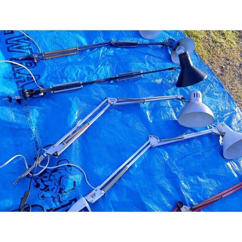 photo for sale Set Of 13 Industrial Metal Desk Lamps