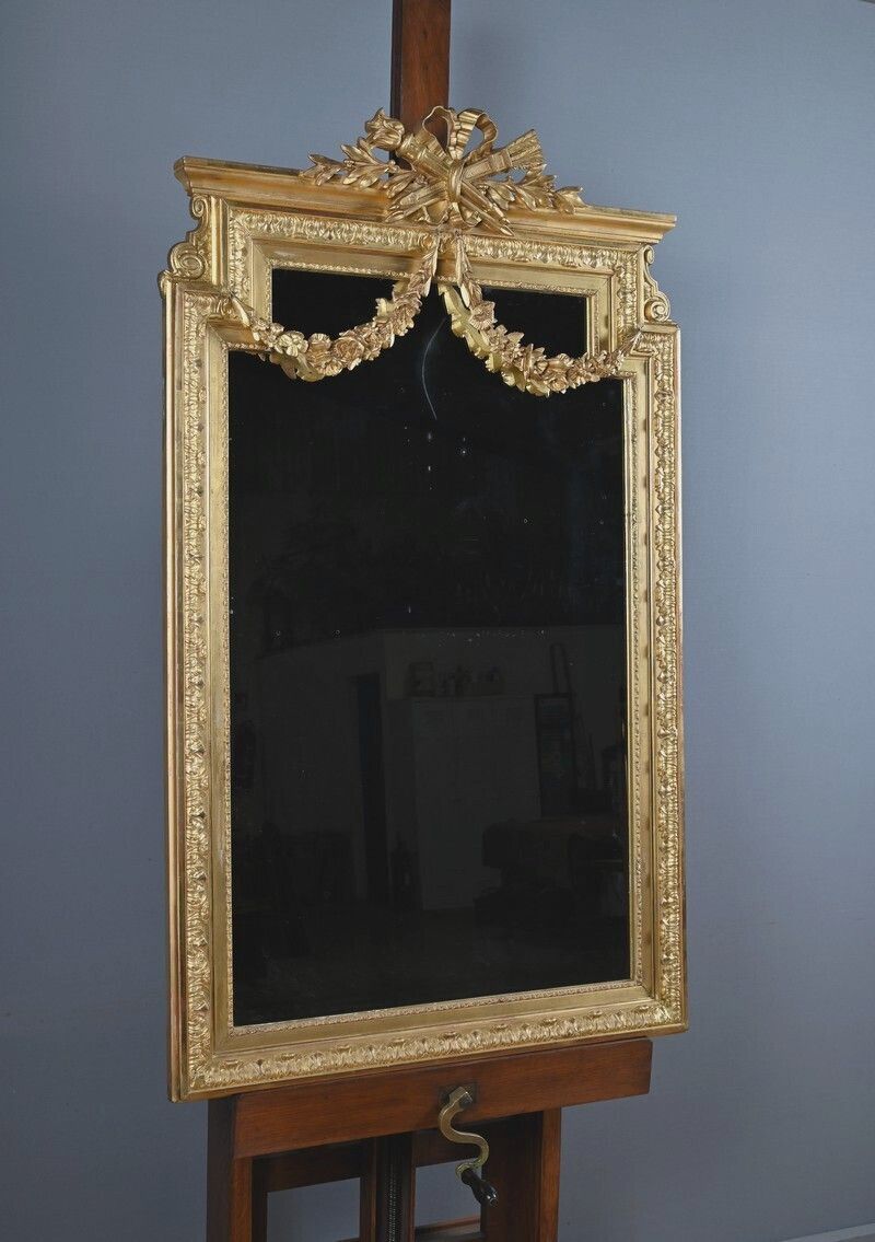Important Giltwood Mirror, Louis XVI Style – Second Half Of The 19th Century photo for sale