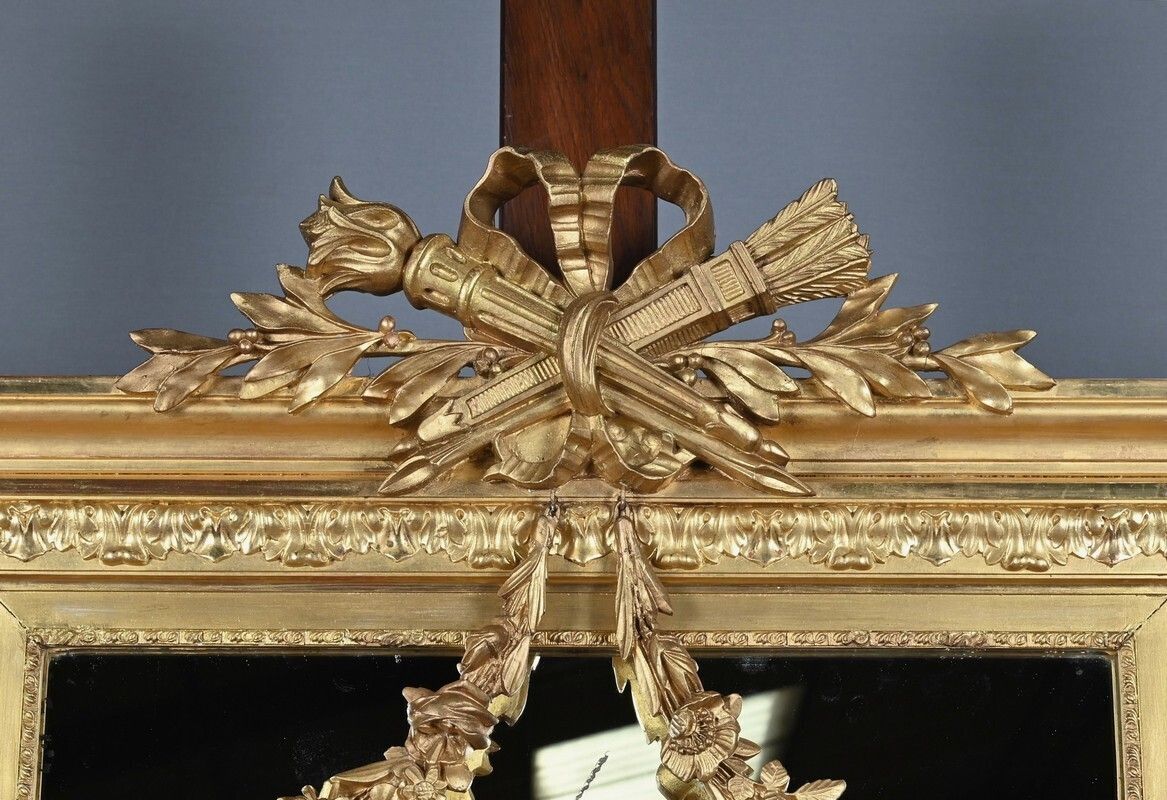 Important Giltwood Mirror, Louis XVI Style – Second Half Of The 19th Century photo vinterior