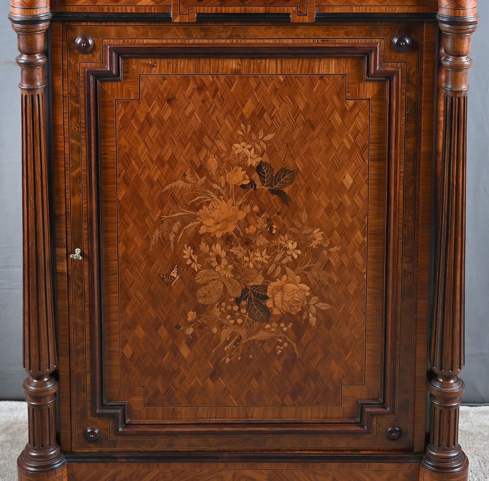 photo furniture A Marquetry Side Table In Precious Woods, Napoleon III Period – Mid 19th Century