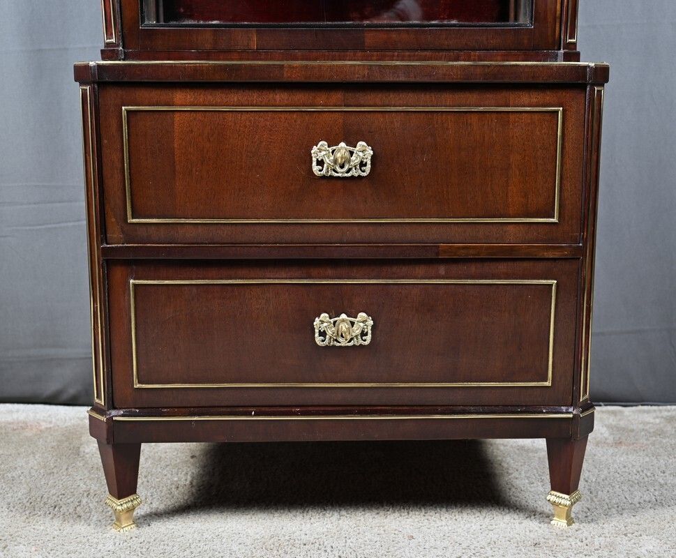 Furniture Small Mahogany Display Cabinet, Louis XVI Style – Late 19th Century photo