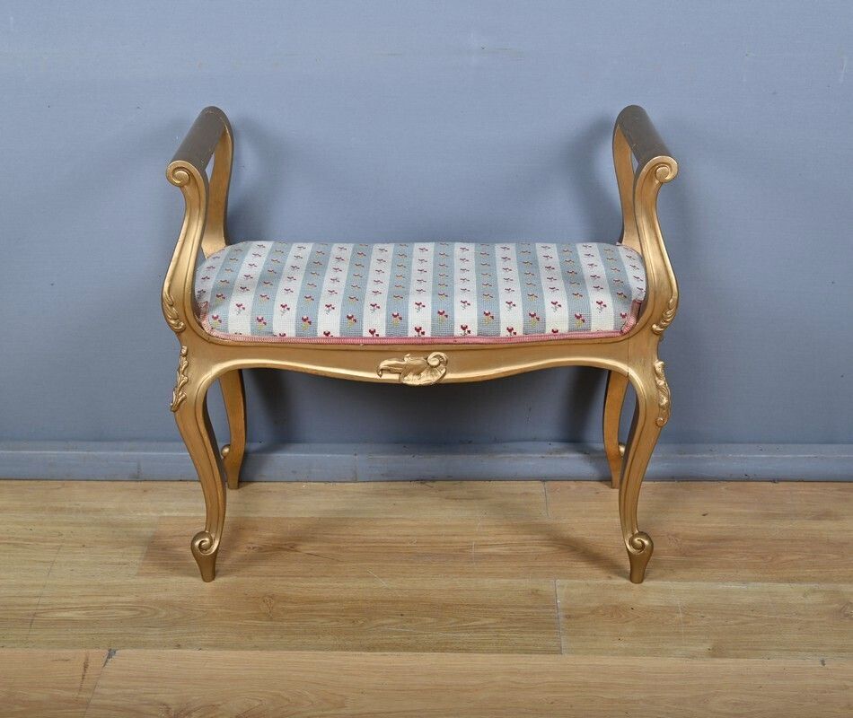 Small Bench With Gilded Wood Armrests, Louis XV Style – Early 20th Century photo buy