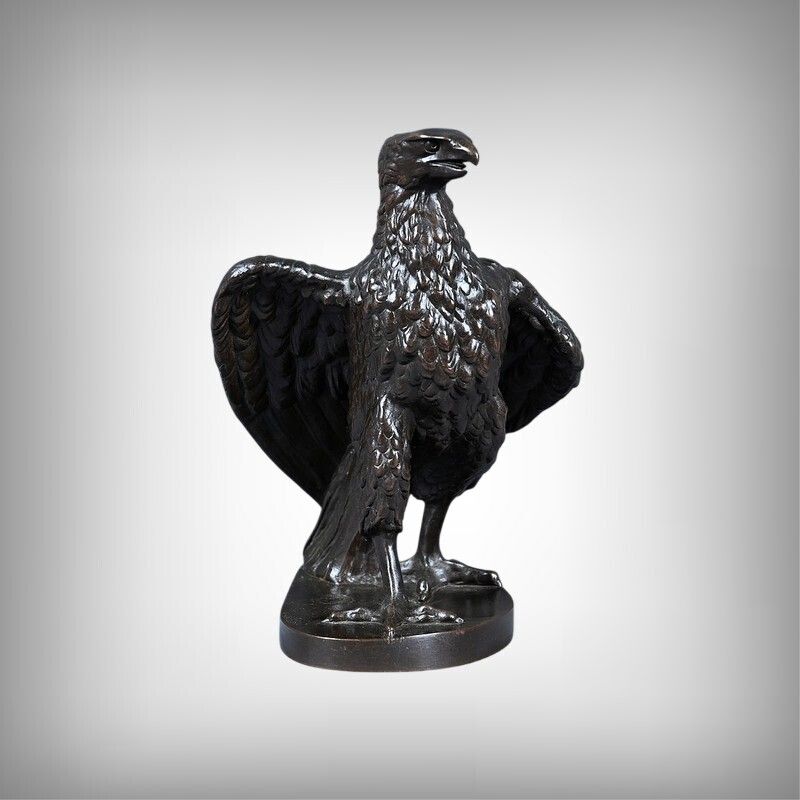 Bronze Sculpture "The Watchful Eagle" After T. Gechter – Late 19th Century
