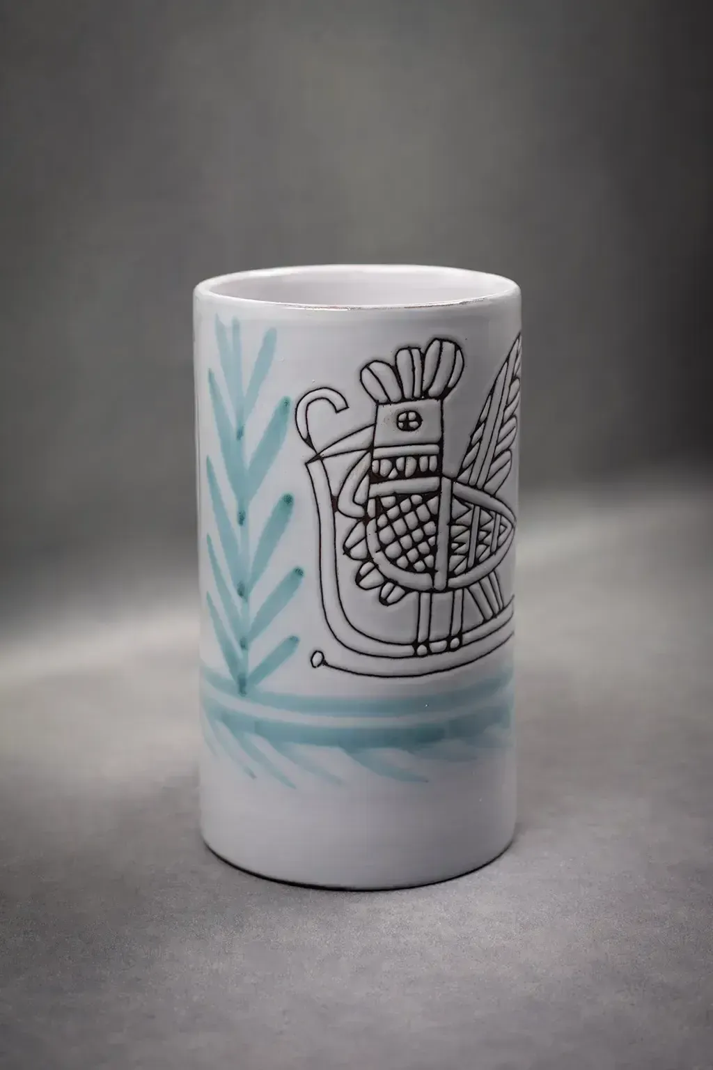 Vase en terre cuite émaillée à décor de coq, par Michel Barbier photo furniture