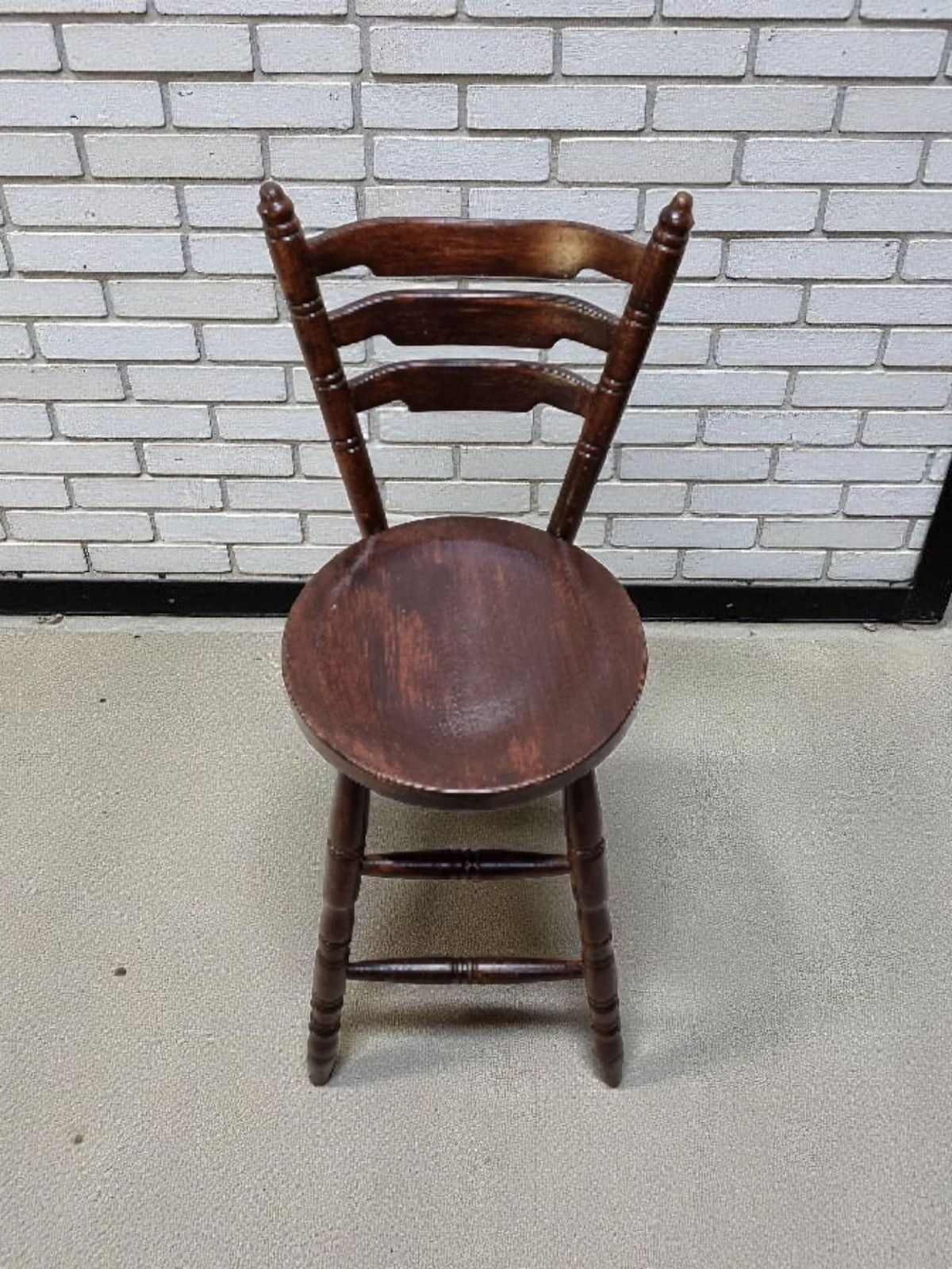 Vintage High Bar Stool / C. 1960 / Solid Wood / Lovely Patina photo vintage