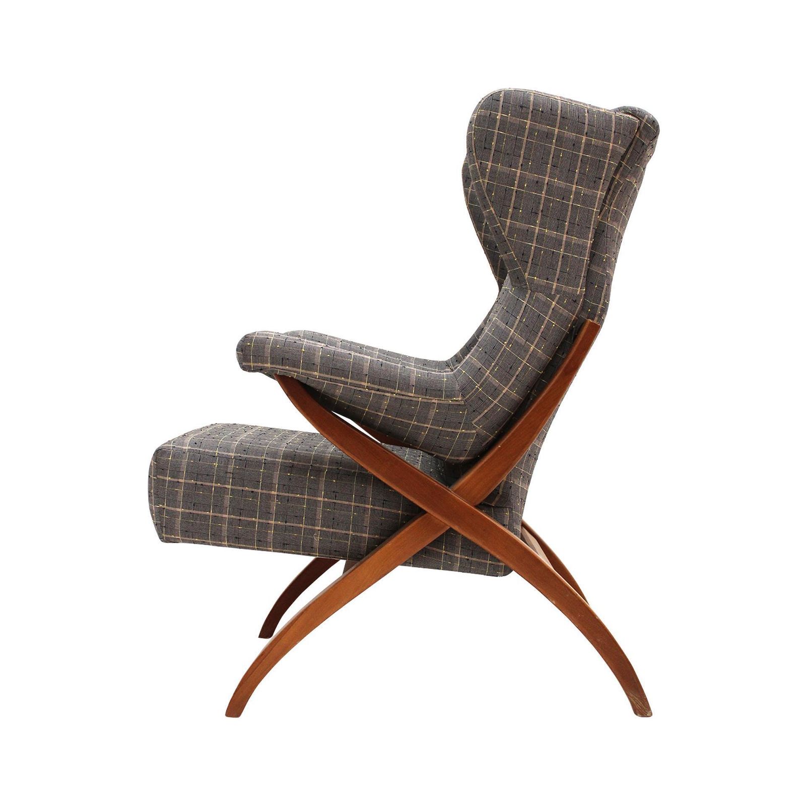 Mid Century Franco Albini Fiorenza Graphite Blue Wool Ash Italian 1950 Armchair photo 6689.0