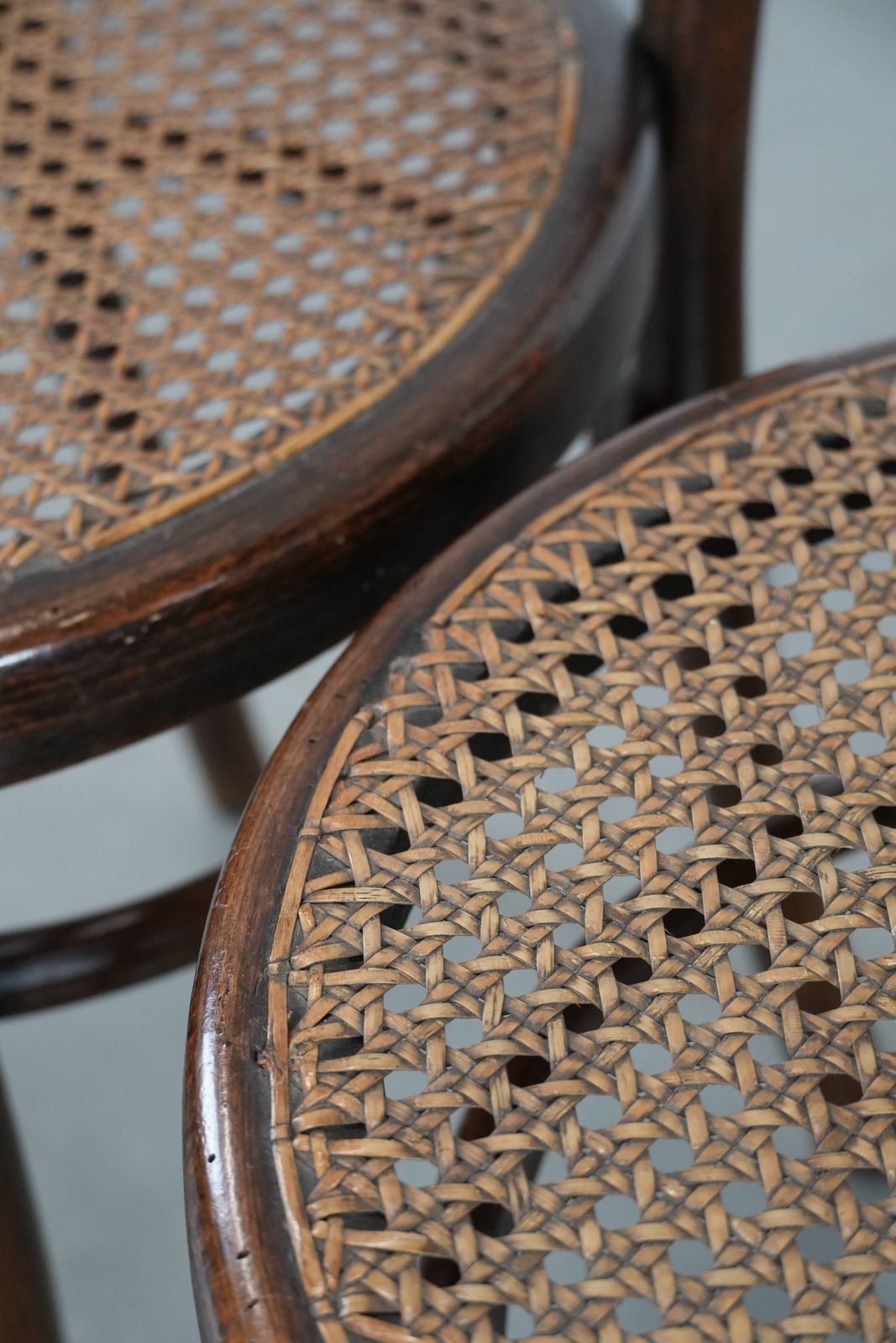1402.0 Beautiful Set Of 6 Wooden Vintage Bistro Chairs By Jacob & Josef Kohn Wien With Thatched Seat photo