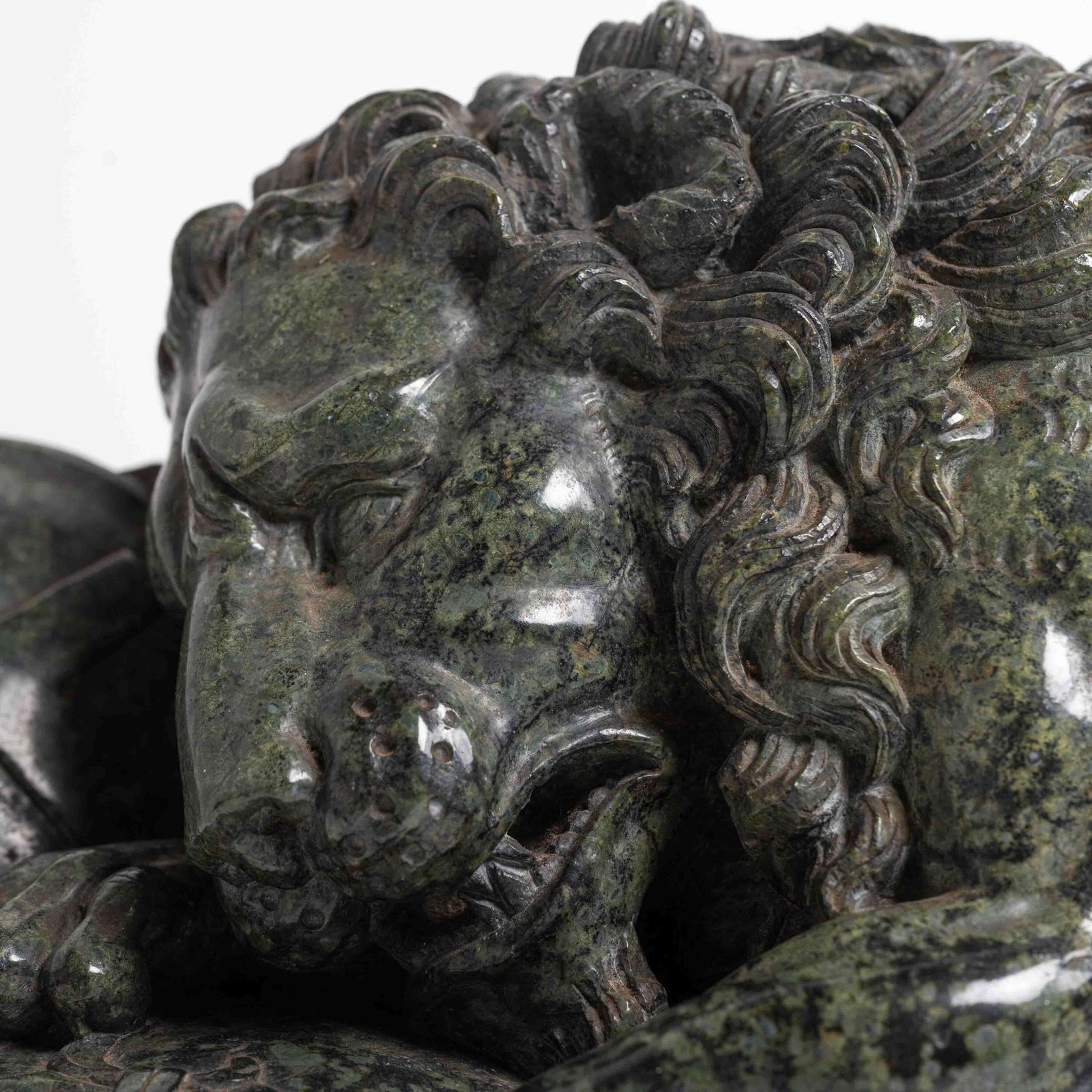 Large 19th Century French Serpentine Marble Lion Of Lucerne Sculpture. photo furniture