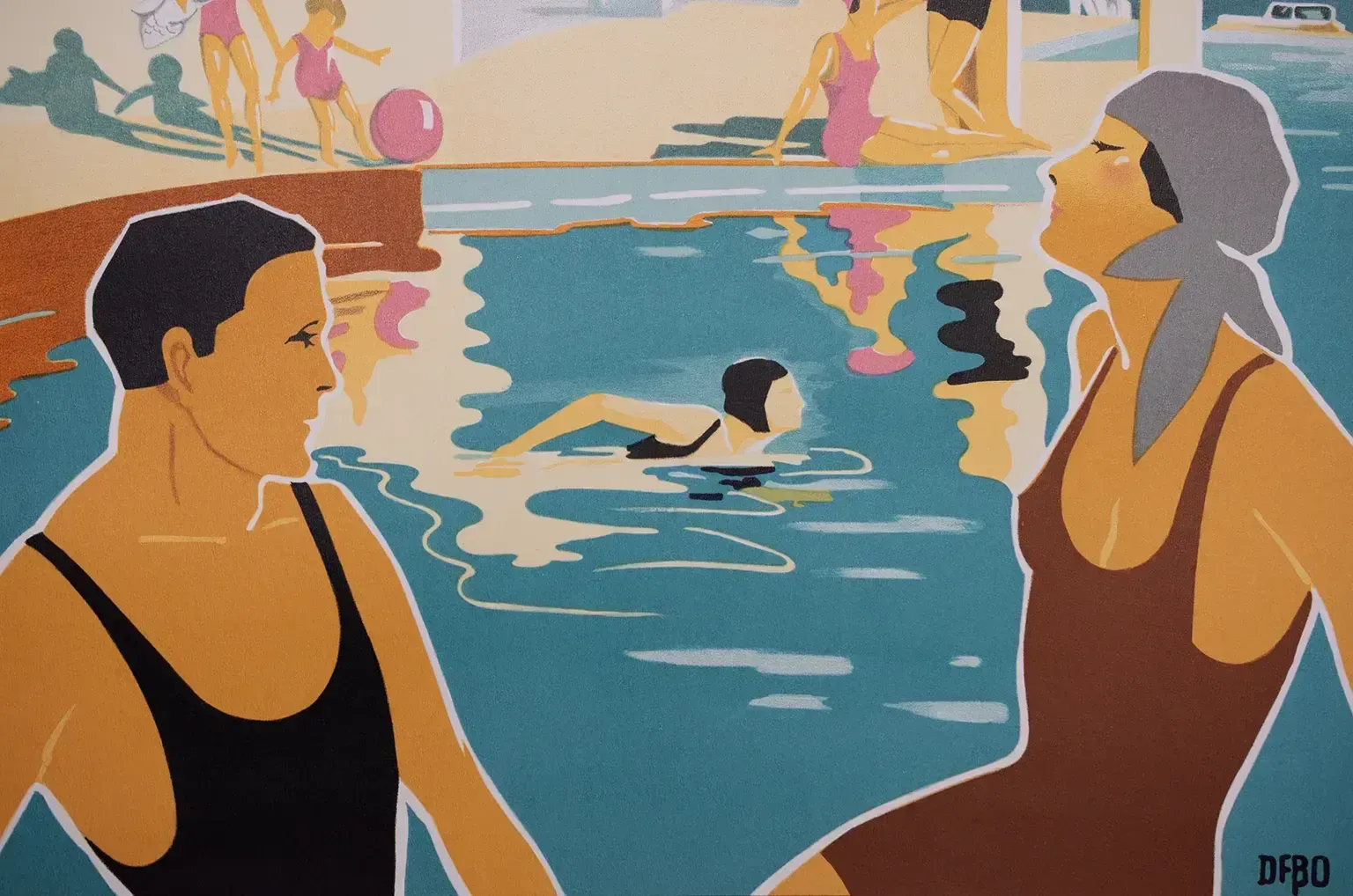 Affiche lithographique « La Ciotat Plage » par Dabo, Art déco français photo furniture