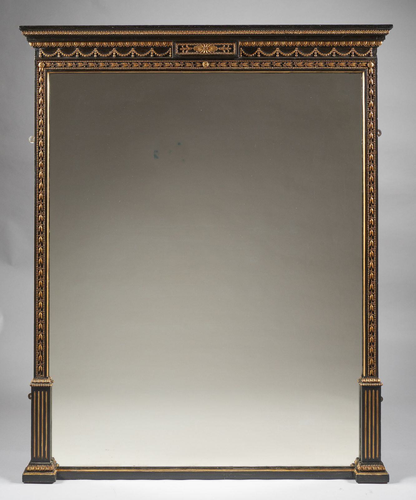 Large 19th Century Victorian English Ebonised And Gilt Overmantle Mirror