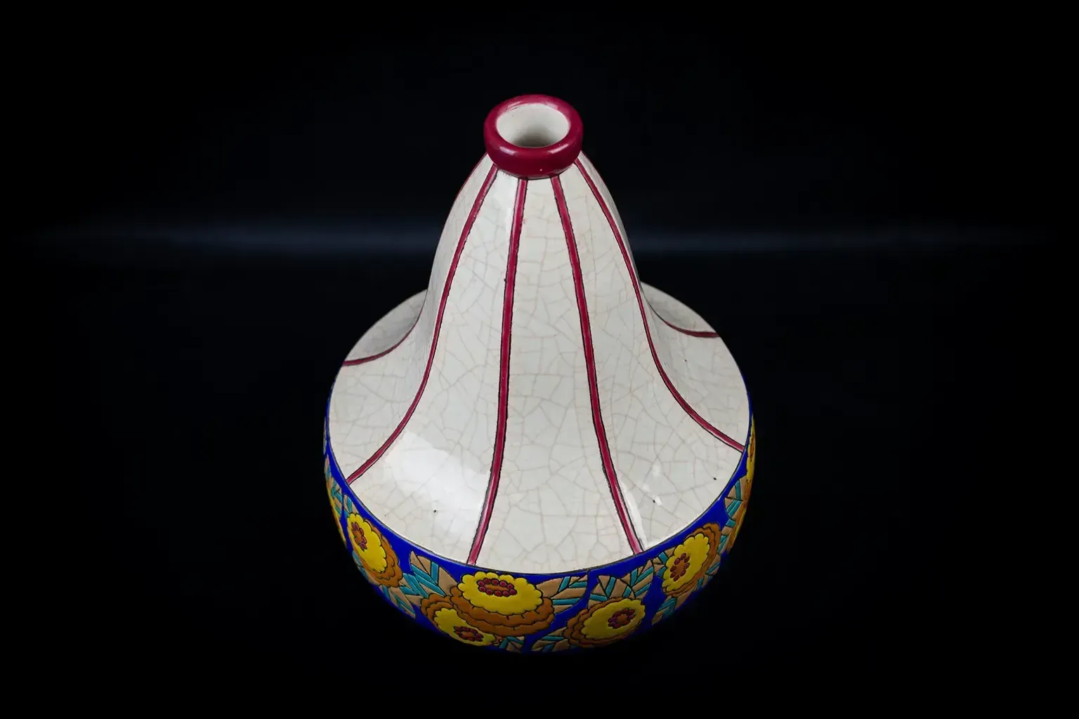 Vase toupie Art déco Longwy en émail cloisonné photo vintage