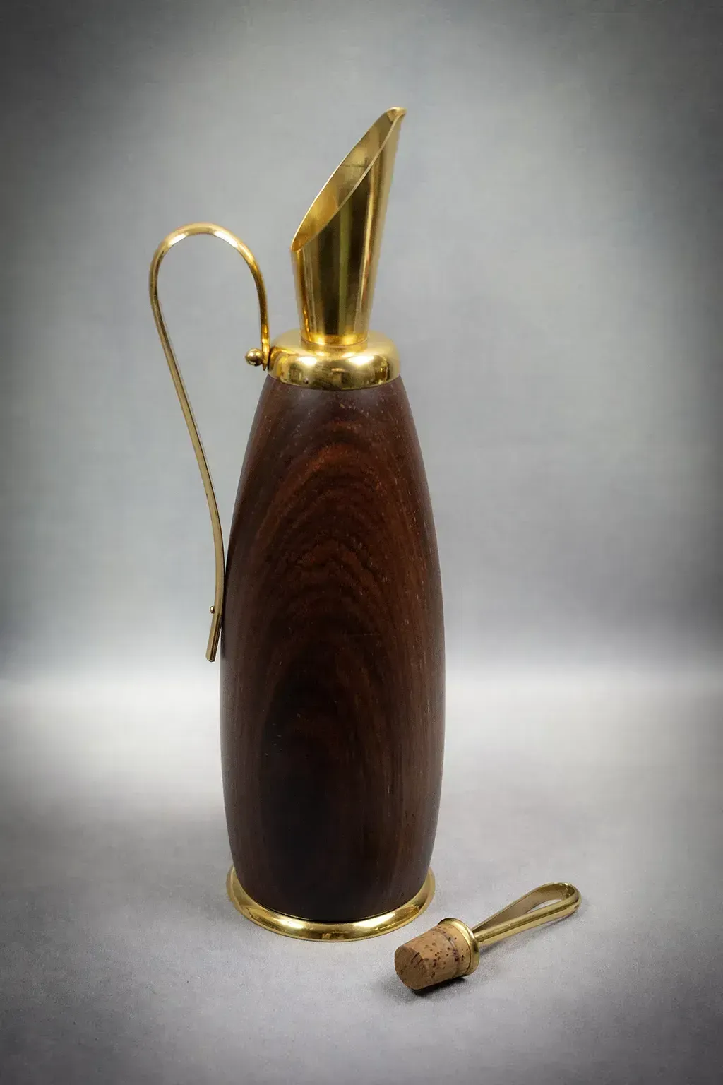 Wooden And Brass Thermos Carafe By Aldo Tura – Italy, Circa 1950 photo vintage
