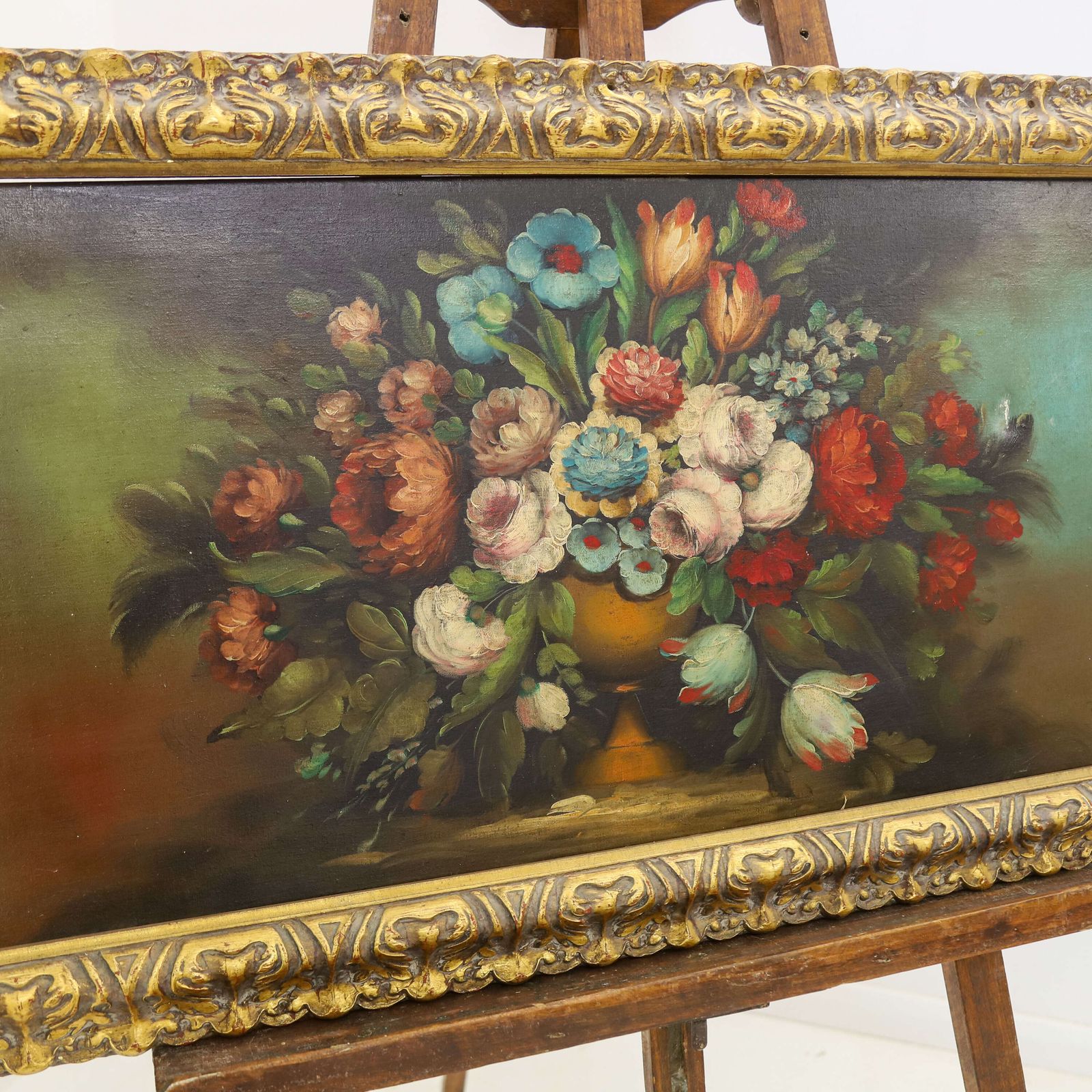 20th Century Italian Oil On Canvas Still Life Painting Of Flowers photo for sale