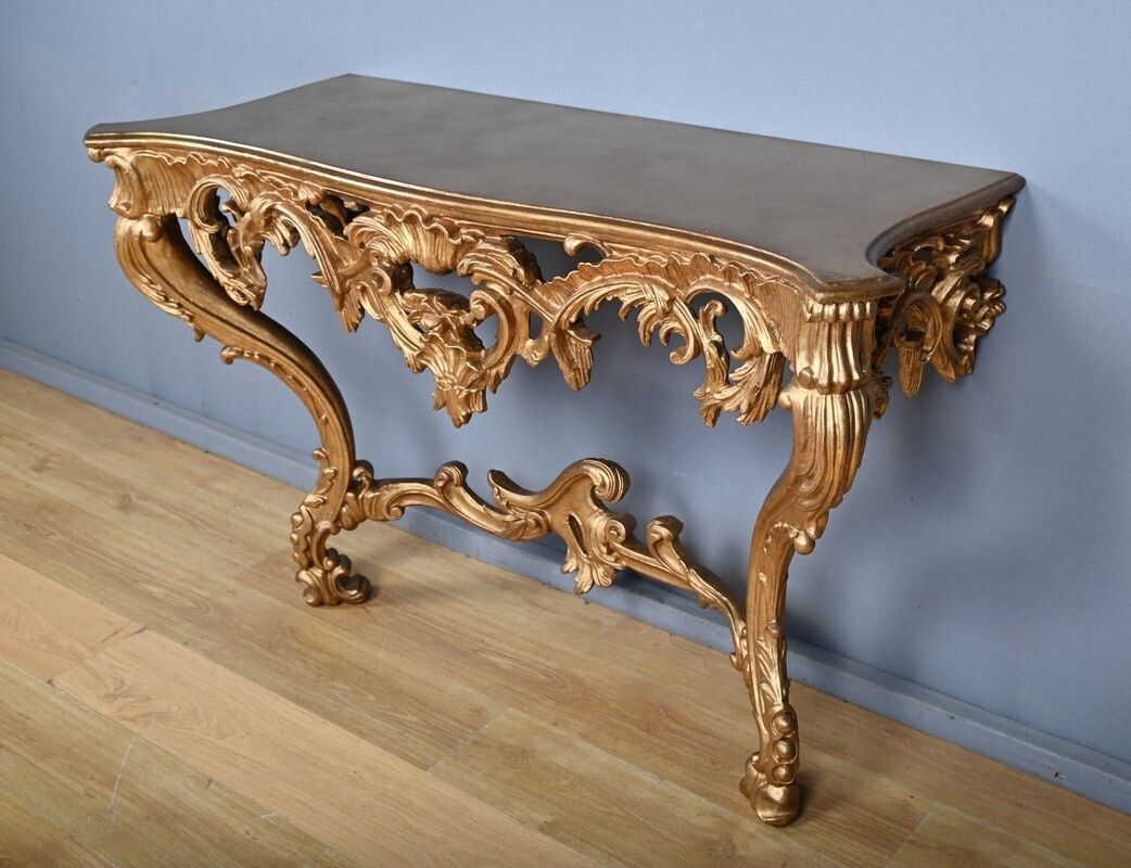 Important Wall Lamp Console In Golden Wood, Louis XV – Style Mid 20th Century photo Furniture