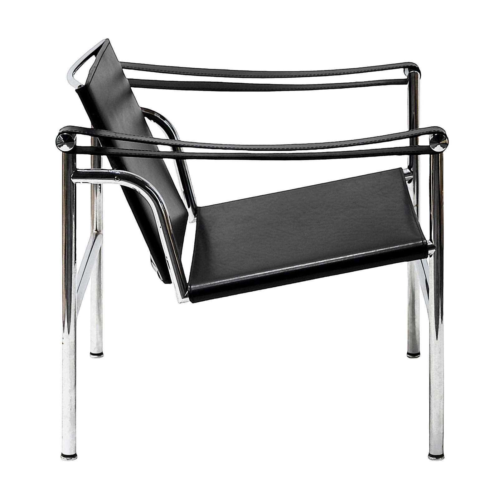 Black Leather Le Corbusier Chair Lc1  By Cassina photo for sale
