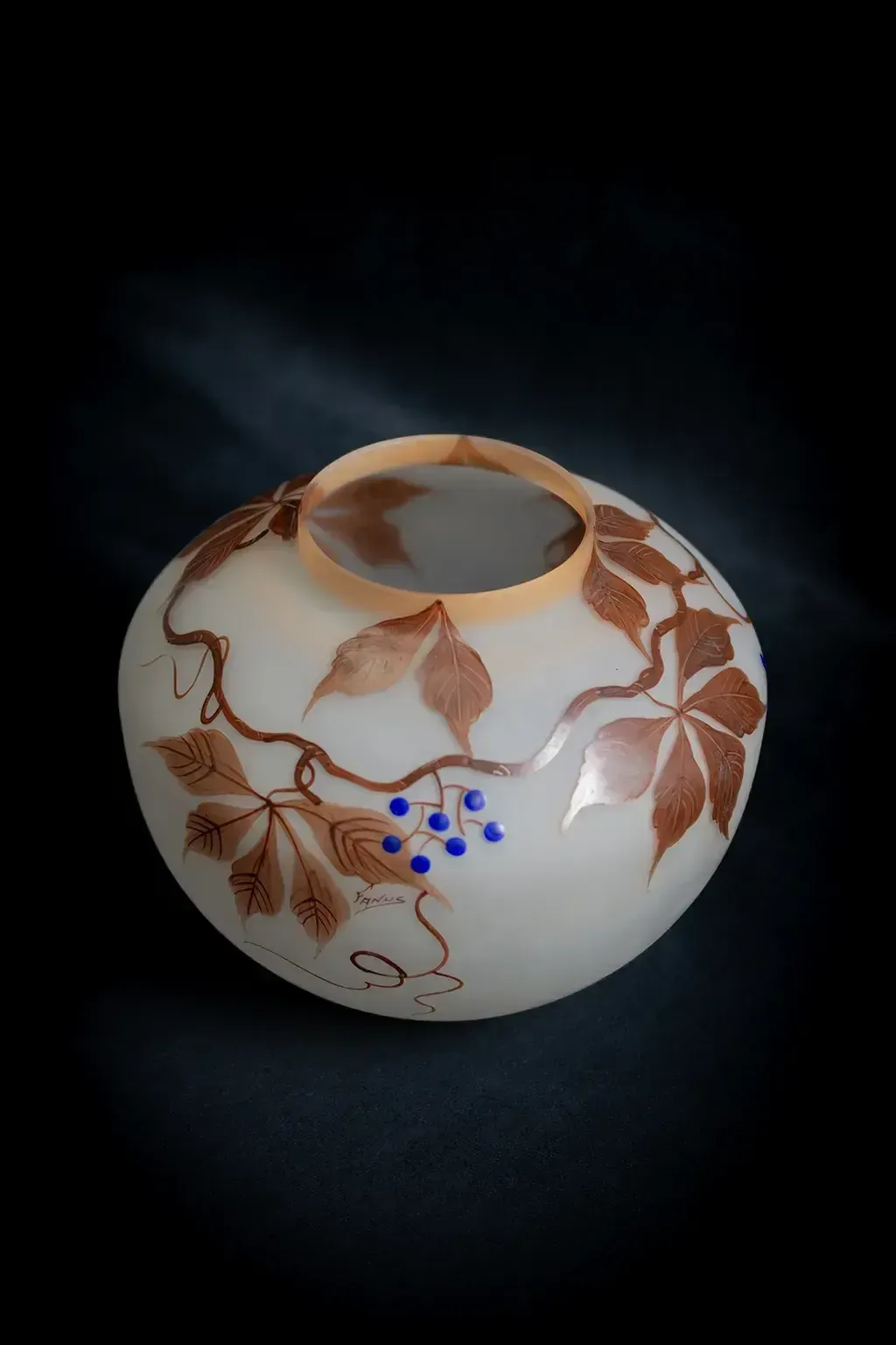 Art Nouveau Vase In Satin Glazed Glass By Fanus photo vintage