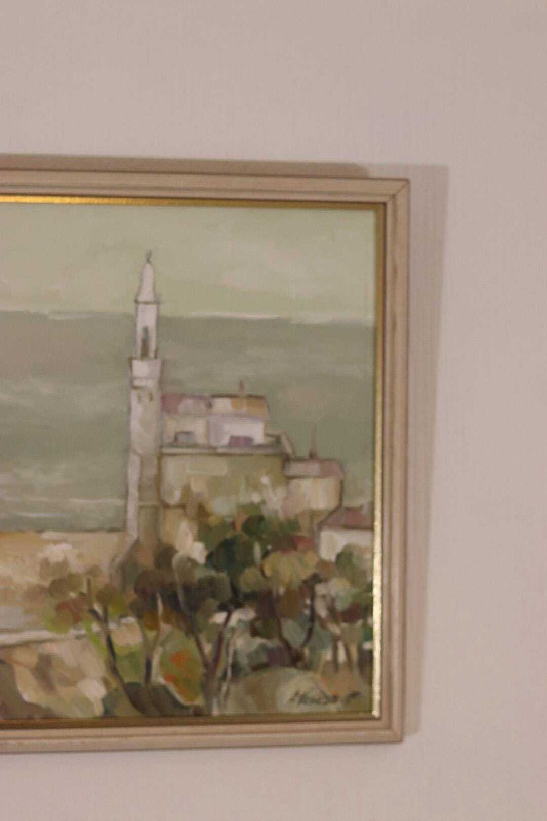 Original European Oil On Canvas – “By The Sea” By A. Vasilesck – Vintage & Dated 1990, Framed  44 × 36 Cm (17.3" × 14.2") photo for sale