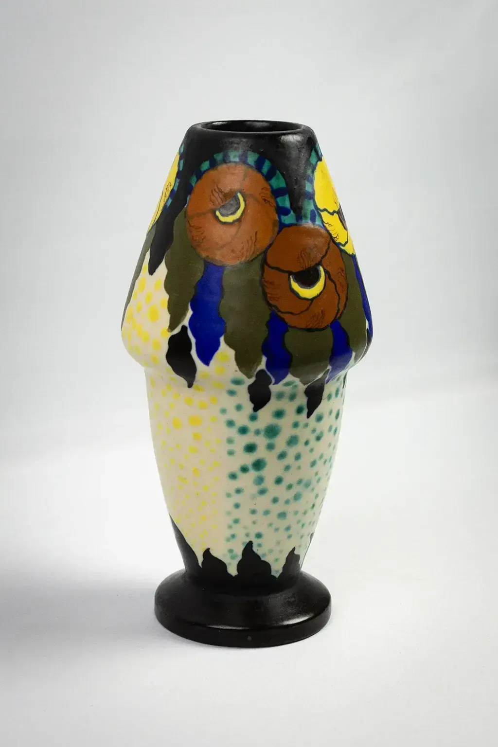 Vase Art déco en céramique émaillée à décor floral, signé D'Argyl photo Décoration