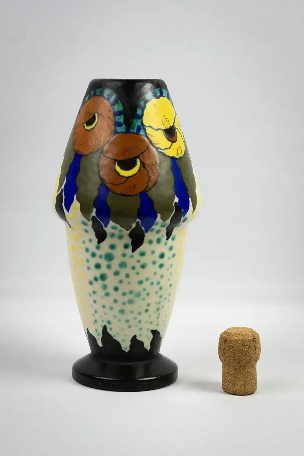 Vase Art déco en céramique émaillée à décor floral, signé D'Argyl photo 290.0