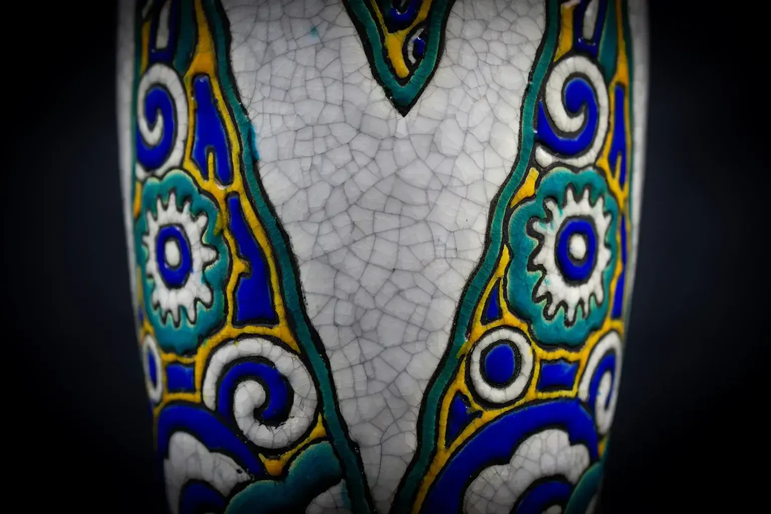Crackle Glazed Earthenware Vase By Charles Catteau (D.1101) photo vintage