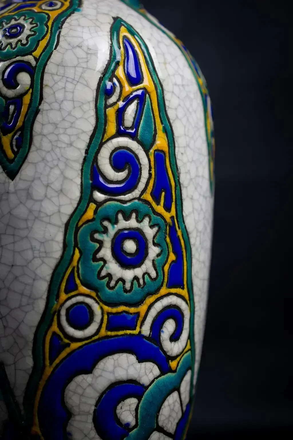 photo furniture Crackle Glazed Earthenware Vase By Charles Catteau (D.1101)