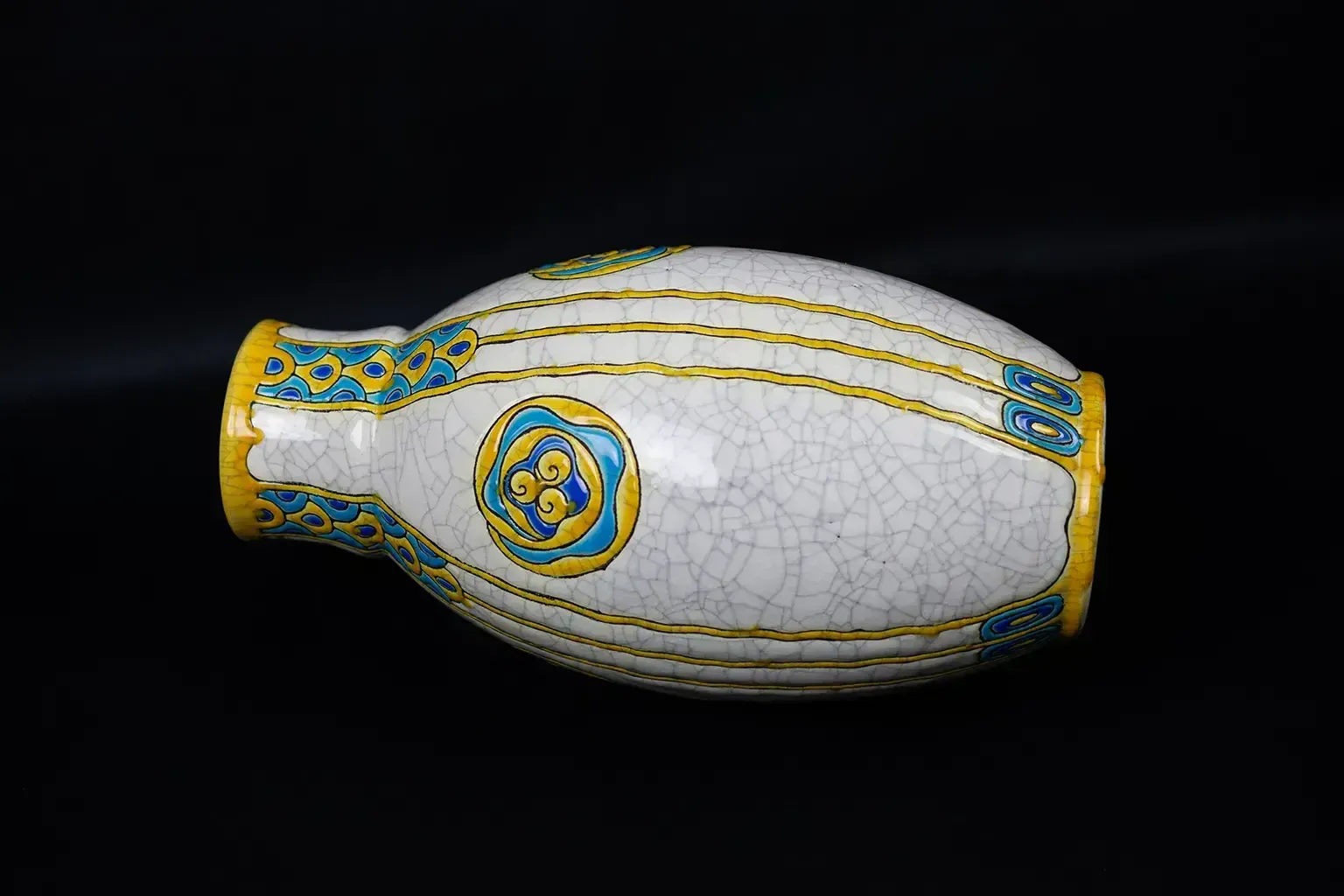 photo vintage Vase en faïence craquelée Charles Catteau (D.751)