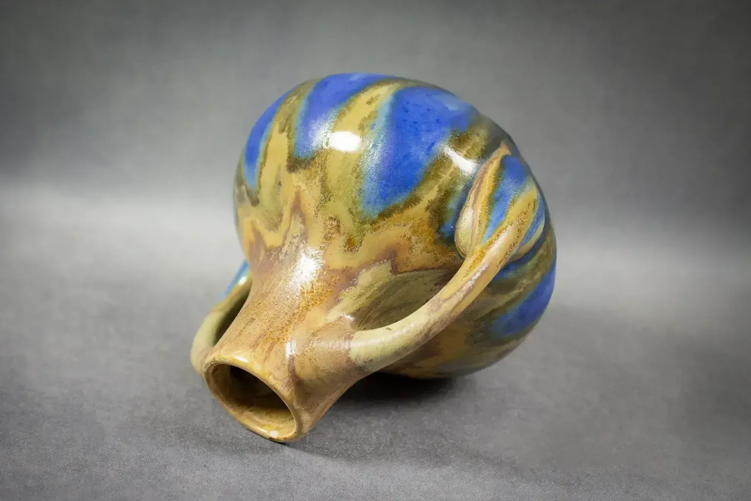 Glazed Stoneware Vase By Gilbert Méténier Tawny And Blue Drips Circa 1930 photo Home Decor