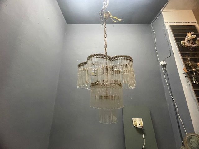 Murano Glass Rod Chandelier 1960’s photo vintage