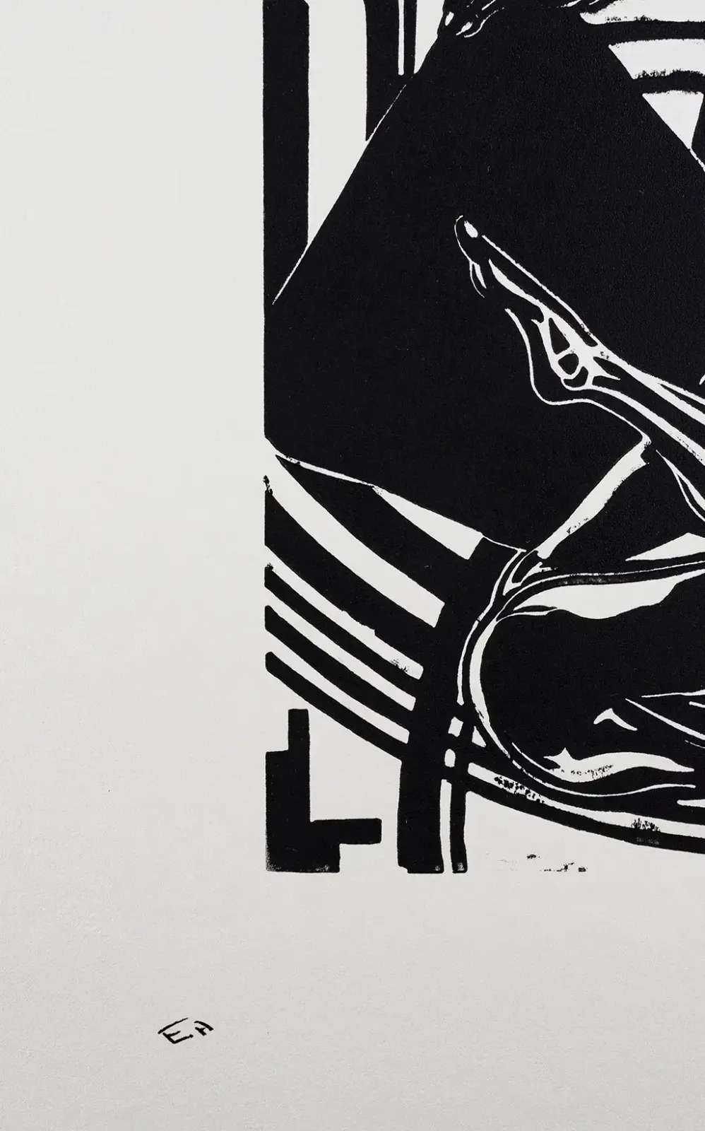 Linocut de Didier Angels - "Intimate Debates", années 1960 - Épreuve d'artiste signée photo Art