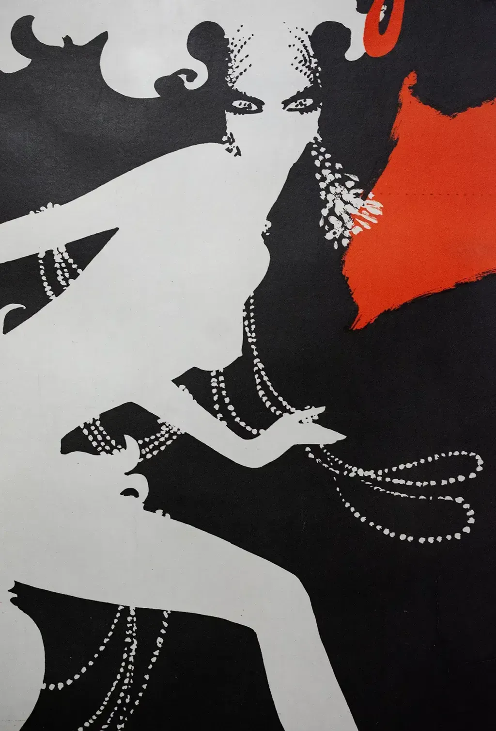 Groot (120 x 80 cm) lithografisch poster op linnen voor het Moulin Rouge Bal door René Gruau photo 550.0