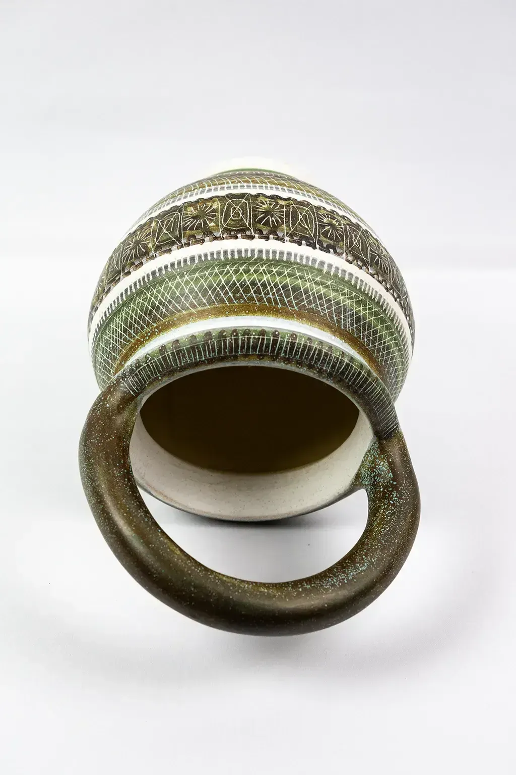 photo furniture Vase With Handle In Glazed Ceramic By Marcel Guillot – Scarred Decoration, Circa 1950