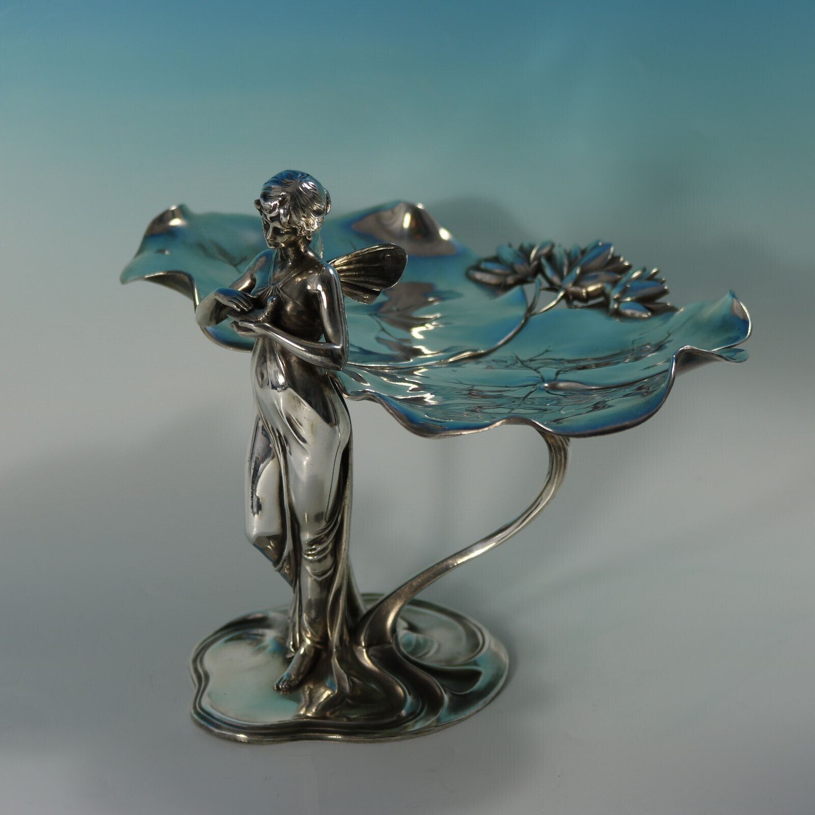 Art Nouveau Wmf Fairy With Dove, Lily Visiting Card Tray photo furniture