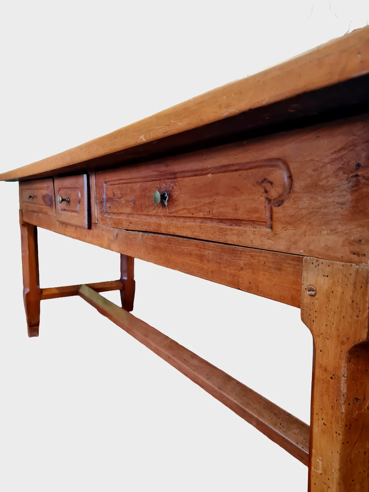 Large Antique French Elm And Fruitwood Farmhouse Refectory Style Dining Table C.1920 photo furniture
