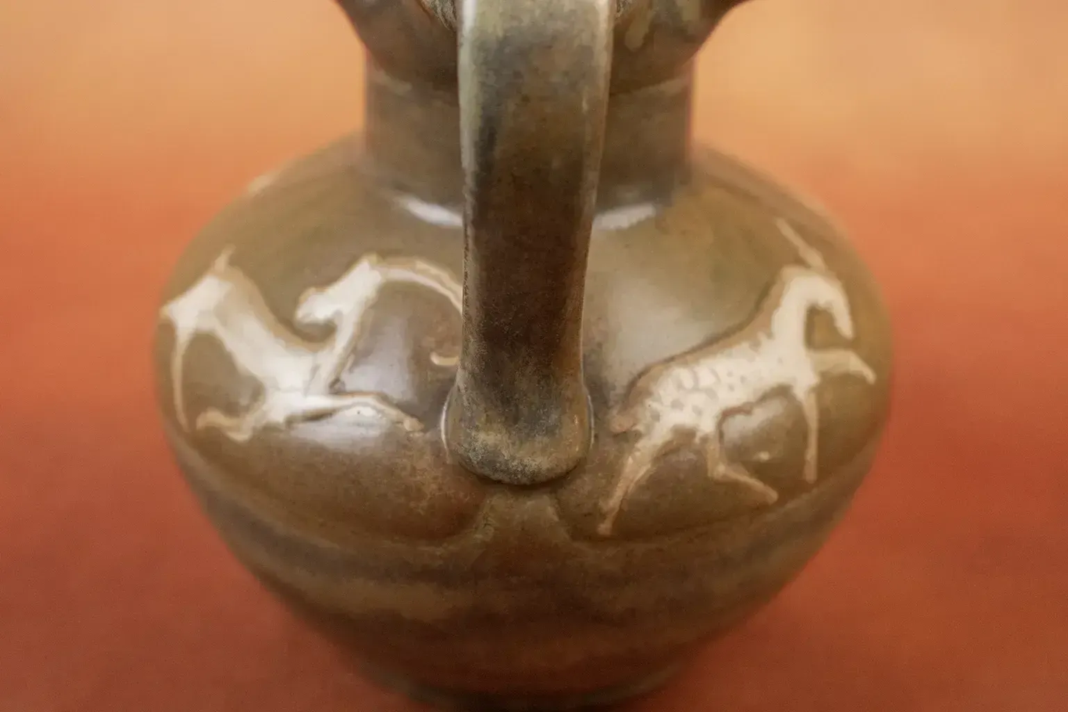 Art Nouveau Glazed Stoneware With Stylized Deer Vase By Louis Lourioux photo buy