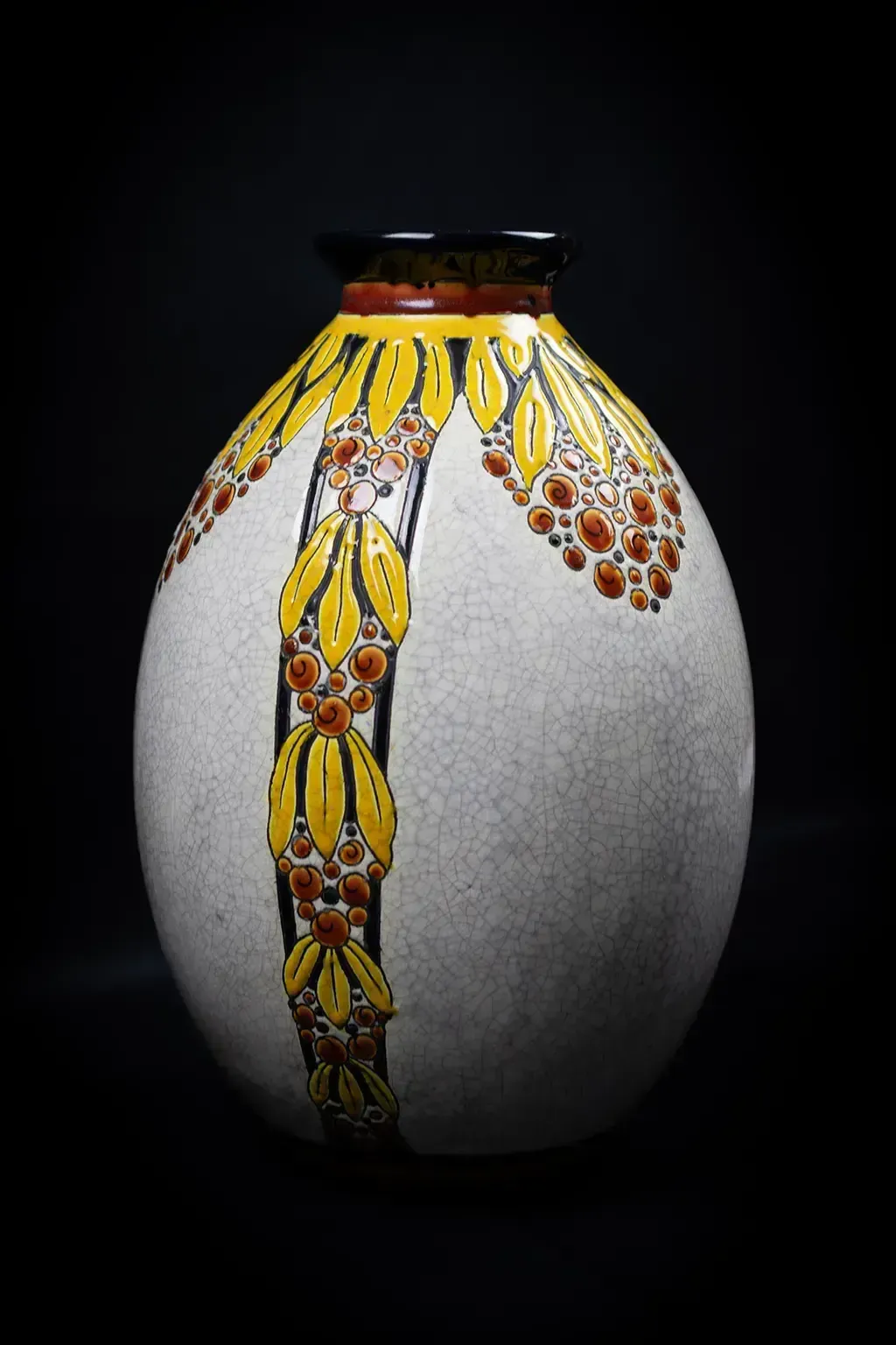 Vase en faïence craquelée Charles Catteau (D.746) photo vintage