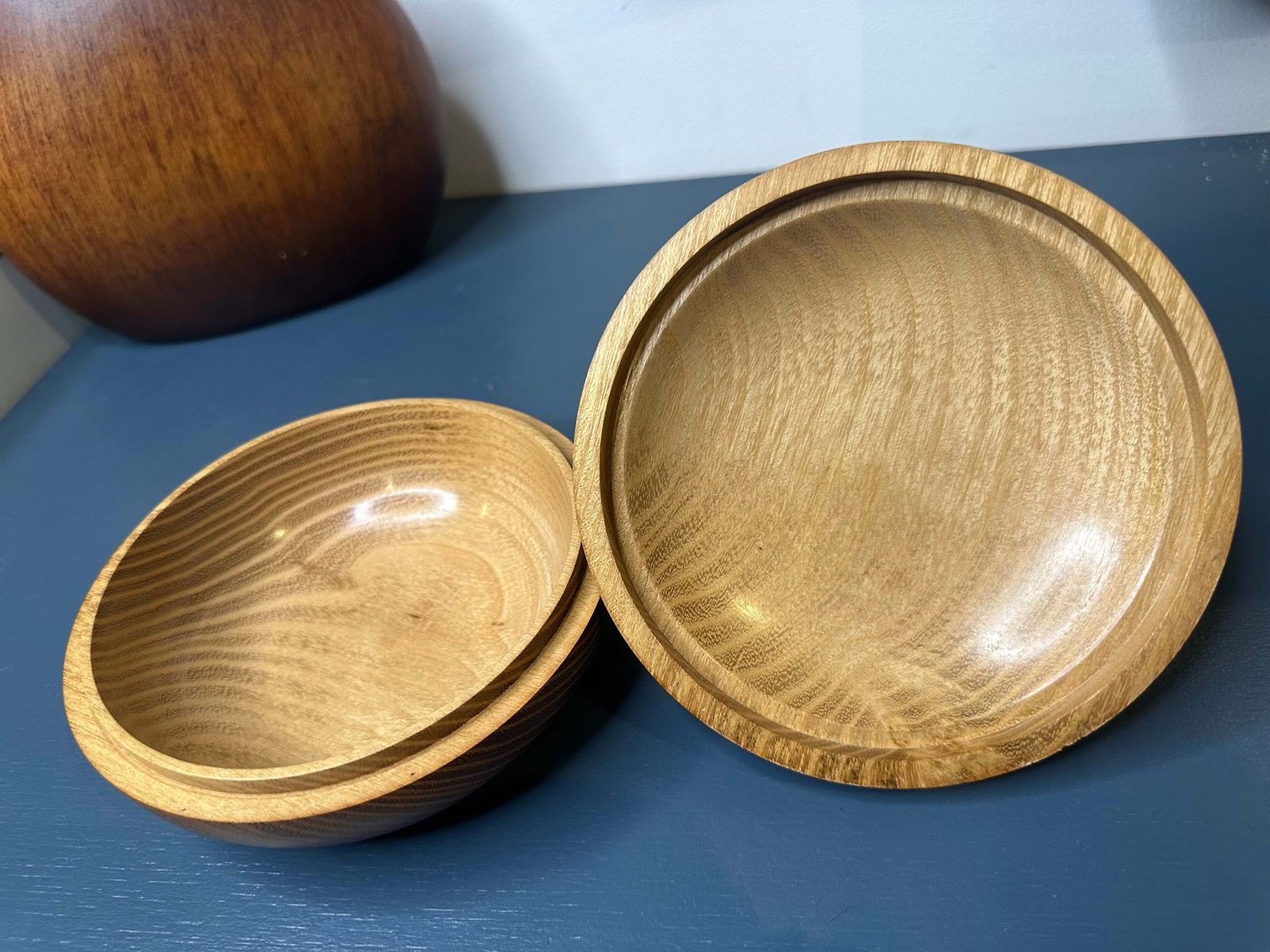 Hand Turned Ancient Acacia Lidded Bowl With Oak Spike Handle — Crafted In Norfolk From 5,000 Year Old Local Timber photo vintage