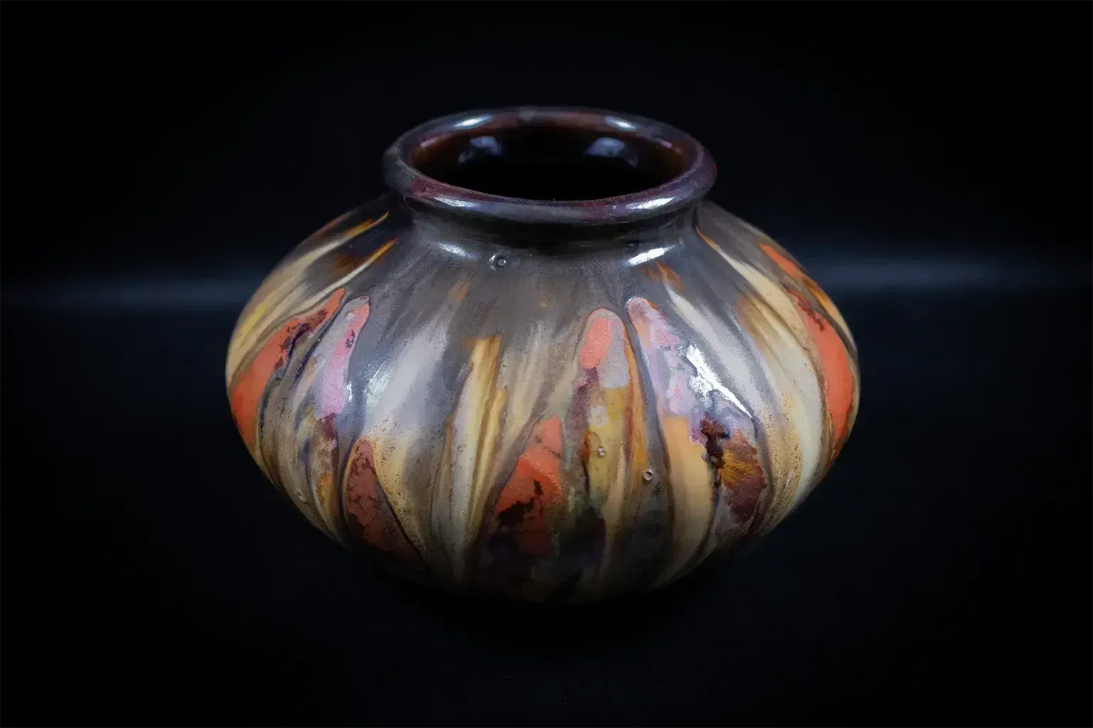 Bouffioulx Pottery – Ochre And Red Flamed Stoneware Vase   Art Nouveau Belgian Ceramic photo 250.0