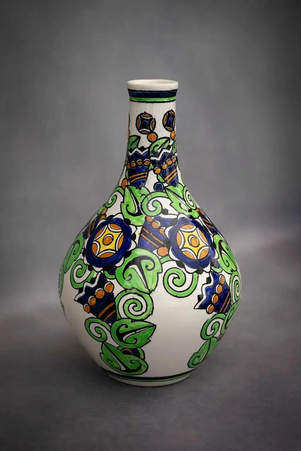 Vase Boch Frères à décor de feuillages stylisés (D.1076) photo for sale