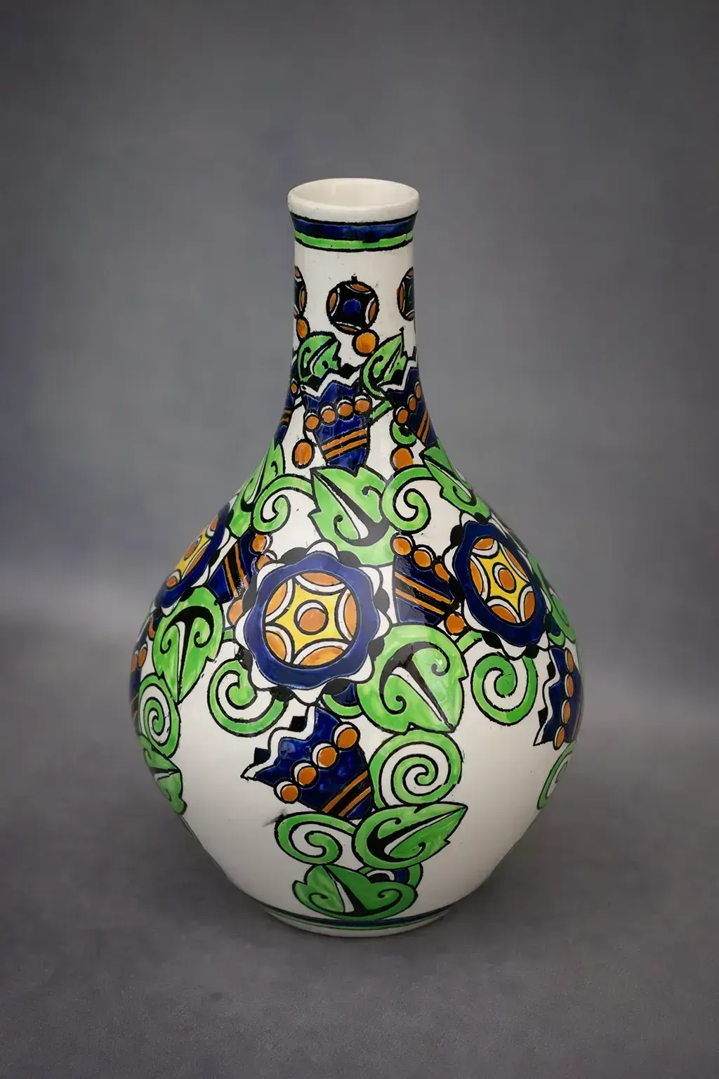 Vase Boch Frères à décor de feuillages stylisés (D.1076) photo vinterior