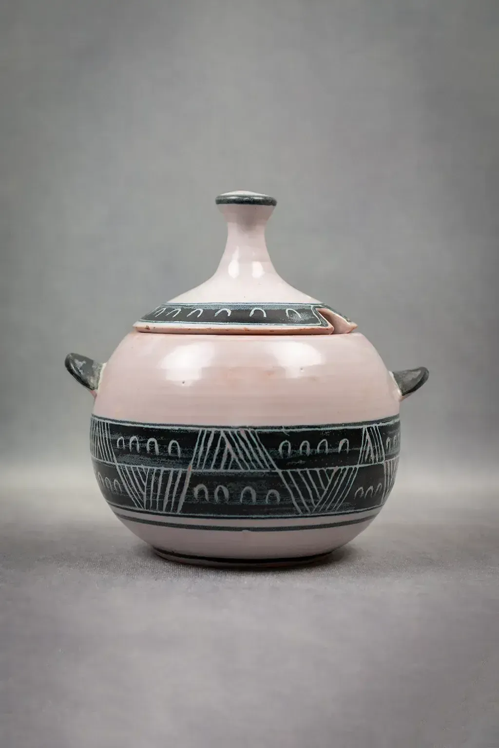 Pot à confiture avec couvercle, signé Yvon Roy - céramique mid-century