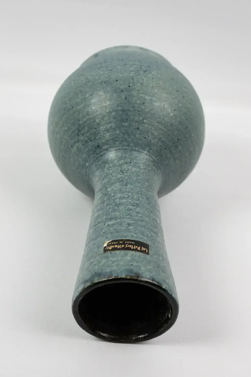 Blue Glazed Stoneware Vase – Les Potiers D'accolay – Signed French Ceramic, 1950s photo vintage