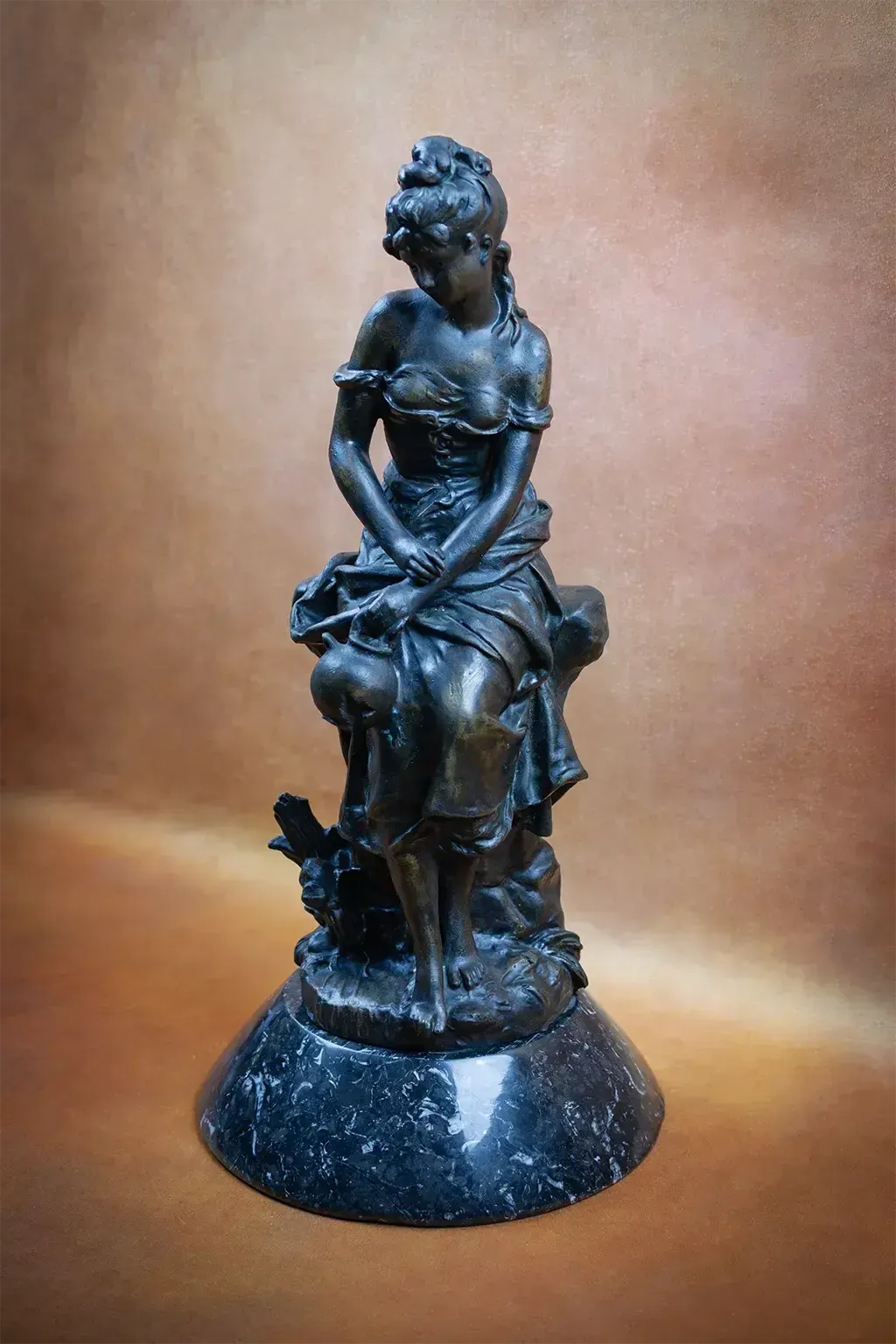 Bronze Sculpture Of A Woman With A Jug By Hippolyte Moreau