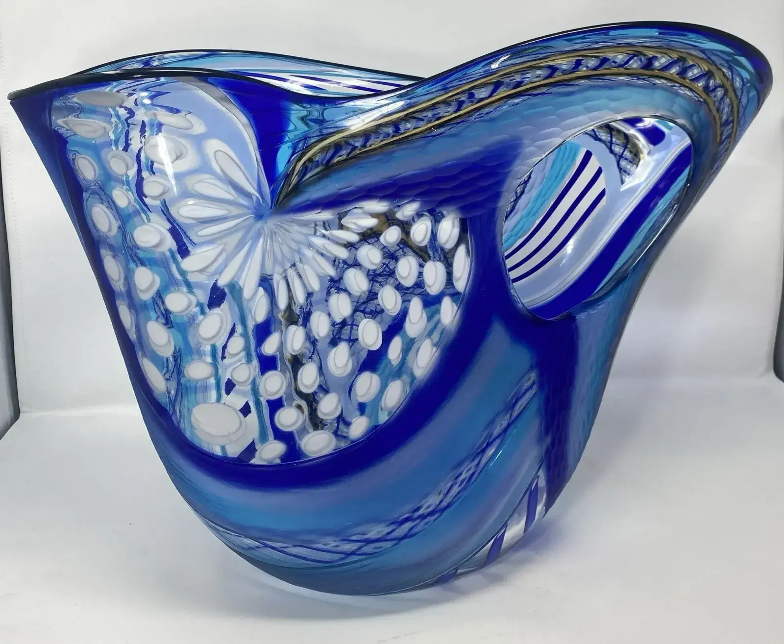 One Of A Kind Murano Glass Vase "Carnevale" By Schiavon photo for sale