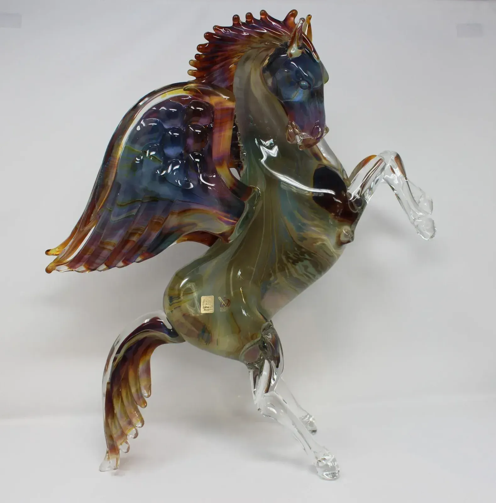 Murano Glass Pegasus Horse By Oscar Zanetti photo vintage