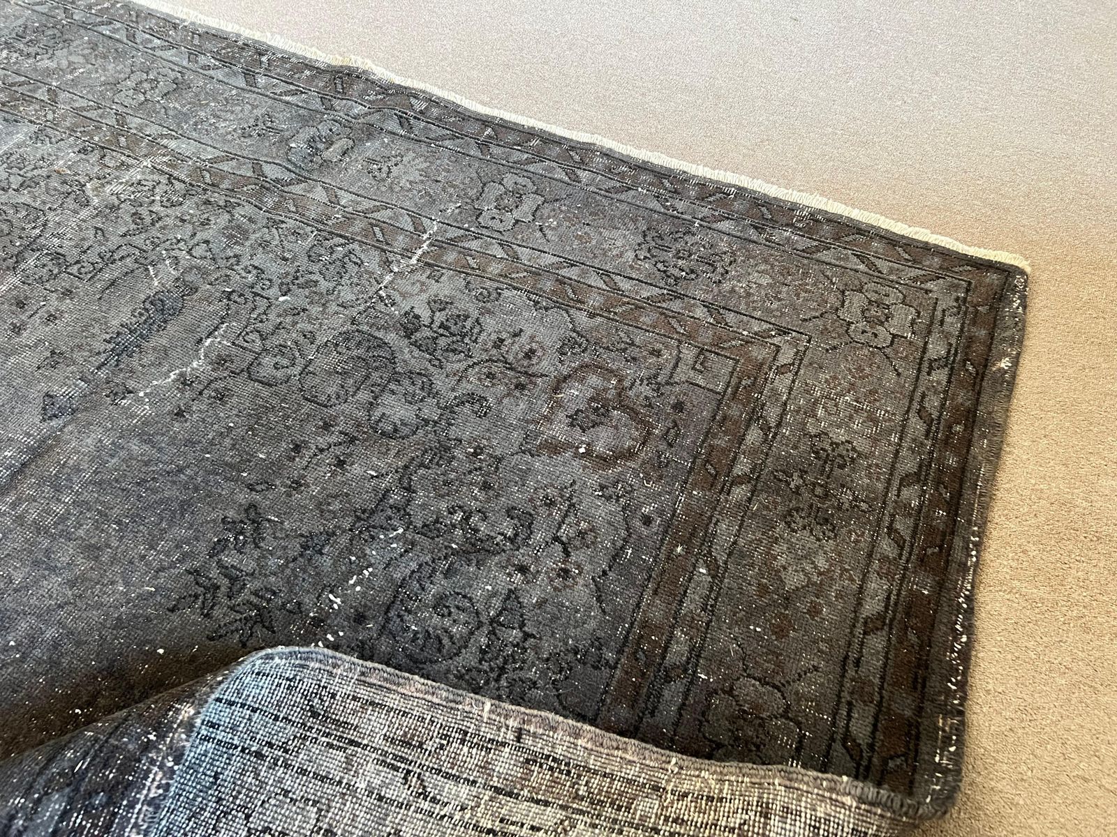 Textiles 7x11 Ft Vintage Medallion Design Area Rug Redyed In Gray, Handknotted In Turkey photo