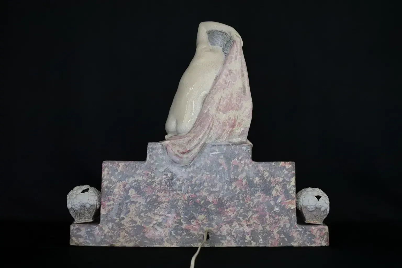 590.0 Art Deco Sculpture Lamp "Seated Draped Nude Woman" By Fanny Rozet photo